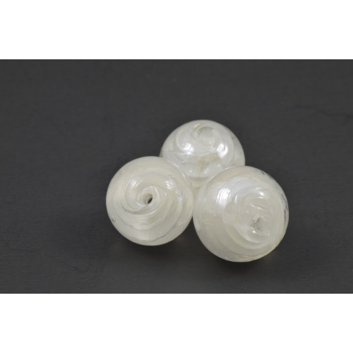 GLASS BEAD ROUND 12MM CLEAR AND WHITE